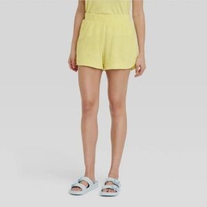 NWT A New Day Women's Terry Cloth High Rise Shorts size M in yellow